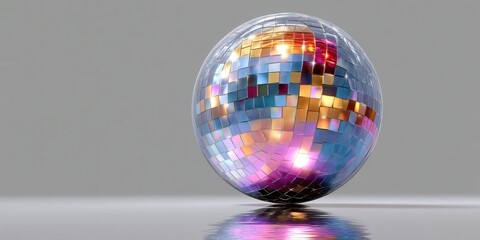 Colorful Disco Ball Reflects Vibrant Lights in a Lively Setting