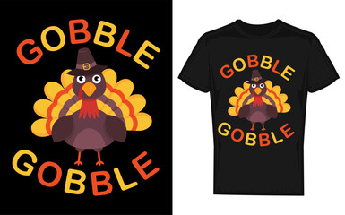 Thanksgiving Cat Silhouette Illustration with Gobble Gobble Text Featuring a Stylized Feline in a Dark Silhouette Against a Bright Background Creating a Festive and Playful