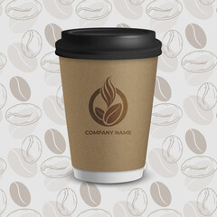 realistic brown paper disposable coffee cup stock vector illustration design template