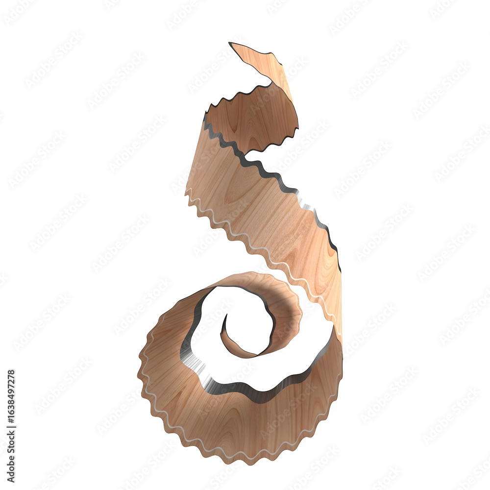 Poster 3d icon of single wood shaving curl isolated on transparent background