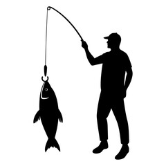 Obraz premium silhouette of a man fishing