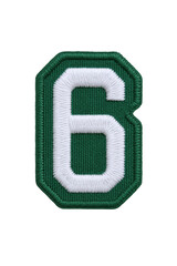 Embroidered Green and White Number Six Patch with Textured Fabric Detail