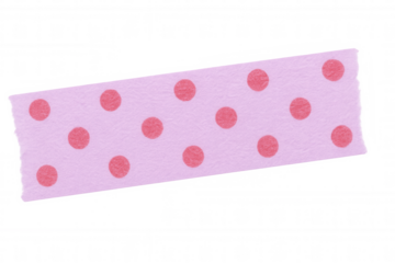 Pink masking tape with red polka dots isolated on a transparent background, adding a touch of playful color to designs and crafts