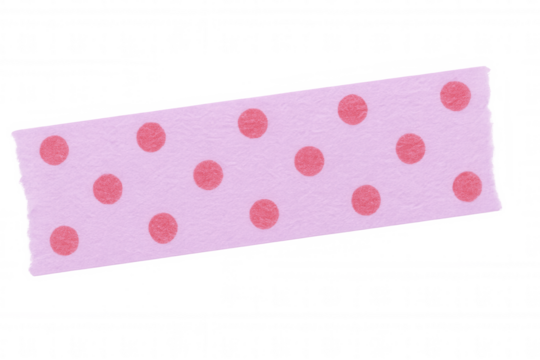 Pink masking tape with red polka dots isolated on a transparent background, adding a touch of playful color to designs and crafts