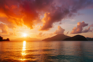 Malerischer Sonnenuntergang über ruhigem Ozean - Sommer Wallpaper - Hintergrundbild