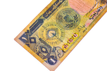 obverse side of 1 SDG one Sudanese pound cash money banknote, features Cotton boll plants and the...