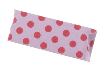 Pink masking tape with red polka dots isolated on transparent background, creating a playful and customizable design element