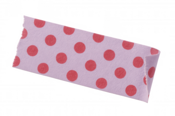 Pink masking tape with red polka dots isolated on transparent background, creating a playful and customizable design element