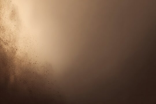 Brown explosion, particles in motion, against a muted brown background