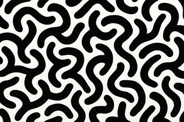 Fototapeta premium Organic Wavy Lines Seamless Abstract Pattern in Black and White Modern Design