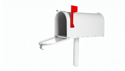 Classic Mailbox Isolated on White Background for Postal and Home Exterior Photography
