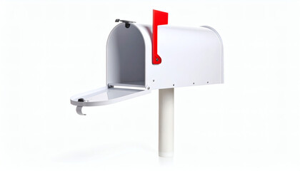 Classic Mailbox Isolated on White Background for Postal and Home Exterior Photography