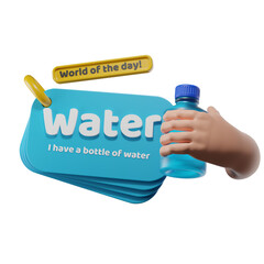 English vocabulary card. 3d illustration.