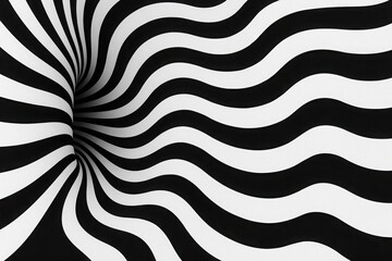 Radial Burst Hypnotic Illusion Lines in Black and White Abstract Pattern