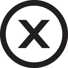 Fototapeta premium Black x mark inside a circle symbol