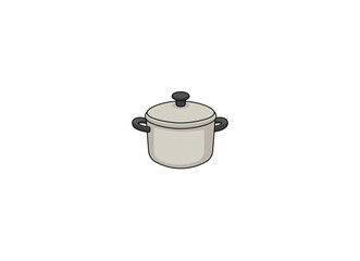 Vector illustration of a cartoon gray saucepan