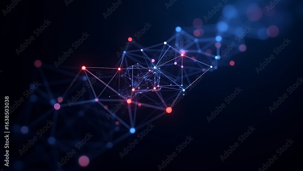 Poster abstract technology network background. futuristic glowing dots and lines. big data and digital conn
