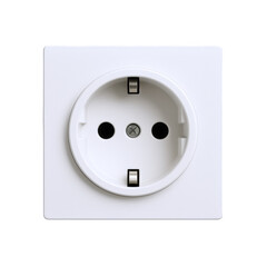 Modern White Electrical Wall Socket with Two Round Holes and Grounding Contact, Clean Design