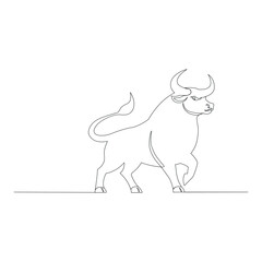 Continuous one line drawing of cow. One line drawing illustration of livestock cattle. Livestock concept continuous line art. Editable outline.
