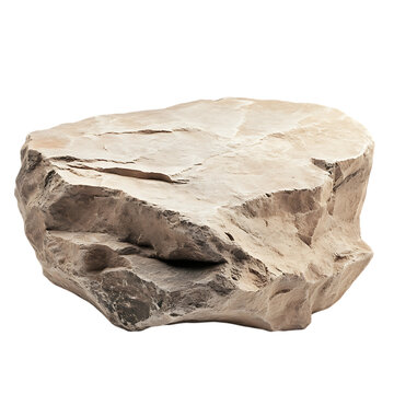 Rough textured light brown sedimentary rock with layered structure isolated on transparent background