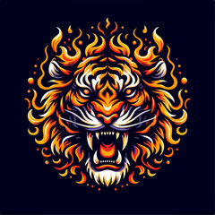 illustration of a tiger with an aura of fire 