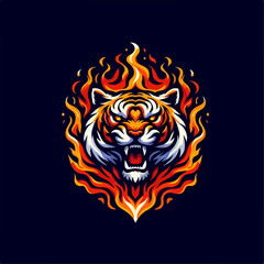 illustration of a tiger with an aura of fire 
