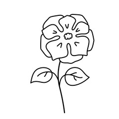 Doodle vector flower contour symbol isolated on a transparent background