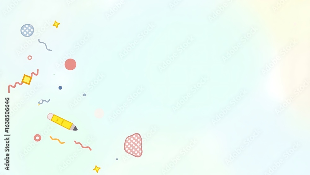 Poster cute and playful hand-drawn doodle pattern. abstract background with pastel geometric shapes. genera