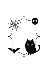 Halloween Frame Vector with Spooky Icons and Jack-o’-Lantern