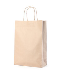 One kraft paper bag isolated on white