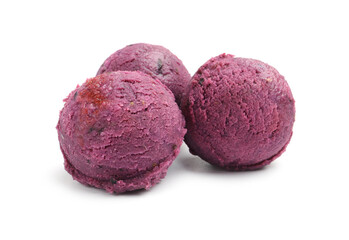 Delicious purple sorbet isolated on white. Refreshing dessert