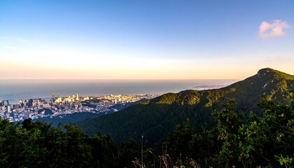 City skyline view from mountaintop