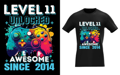 11th Birthday Boy Leve 11 Gamer 11 Year Video Game Party