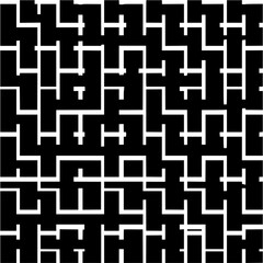 Abstract black and white geometric pattern with interconnected lines and shapes design element