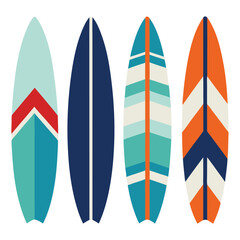 Colorful Surfboards with Geometric Patterns A Vibrant Collection for Summer Fun and Coastal Decor Beach Lifestyle and Artistic Design