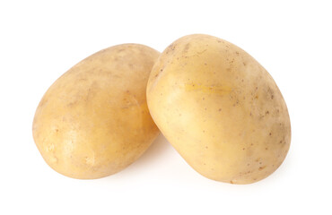 Two fresh raw potatoes isolated on white