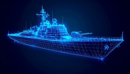 Digital warship, wireframe view