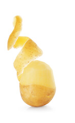 Raw potato with peel isolated on white