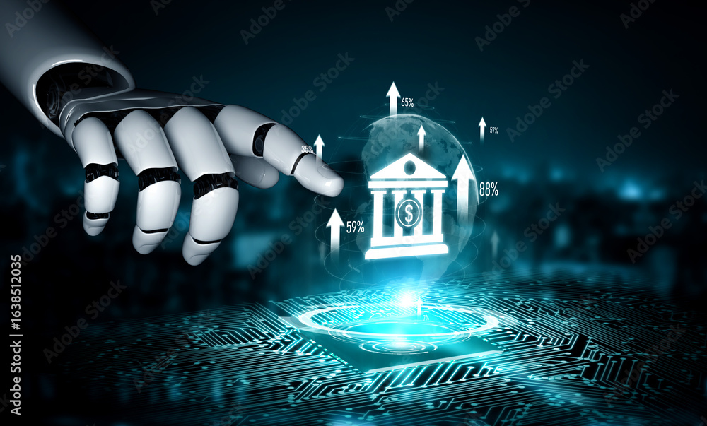 Poster ai artificial intelligence powers digital banking with virtual assistants and fintech tools for seam
