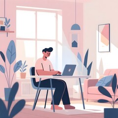 Remote Work from Home Illustration
