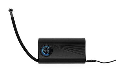 One modern tire inflator isolated on white, top view