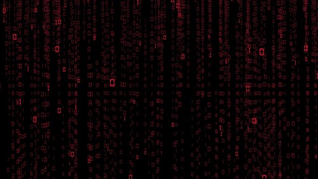 The Matrix style. Binary code black and Red background with digits moving on screen, Concept of digital age. Row matrix background.