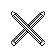 Minimalist Line Drawing of Two Crossed Pencils with Erasers and Pointed Tips