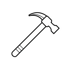 Minimalist Line Art of Claw Hammer with Straight Handle for Construction and Carpentry