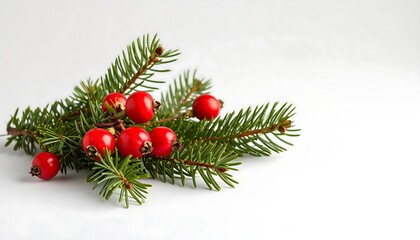 Red berries and evergreen foliage in a natural setting