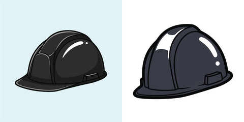 Black Hard Hat Vector Illustration, Safety Helmet Design Element