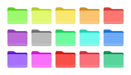 Collection of colorful folders isolated on a white background, representing organization and data management