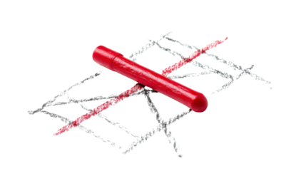 Tic tac toe XO game red marker isolated on white background 