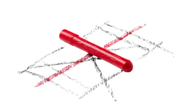 Tic tac toe XO game red marker isolated on white background 