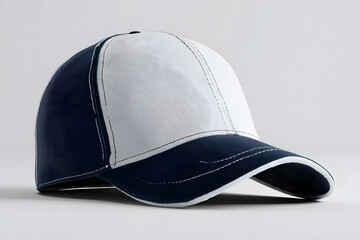 Fototapeta premium Baseball hat in 3D rendering, white, navy blue simple navy blue. Generative Ai